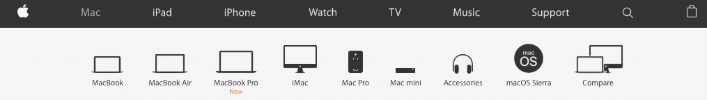 Apple Website Navigation